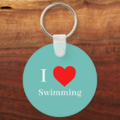 Ik hou van Zwemmen Typografie & Rood Hart Mint Gro Sleutelhanger (Voorkant)