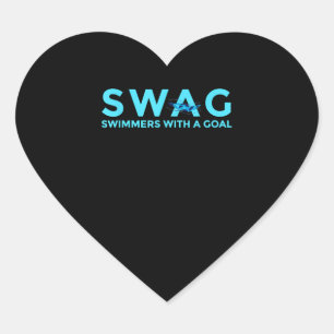 Ik hou van zwemmen - zwemmers met een doel hart sticker