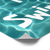 Ik hou van zwemrood hart met Aqua Pool Water Poster (Hoek)