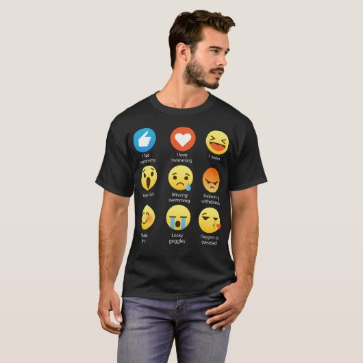 Ik hou van zwemzwemmers Funny Emoji Emoticon T-shi T-shirt (Voorkant volledig)