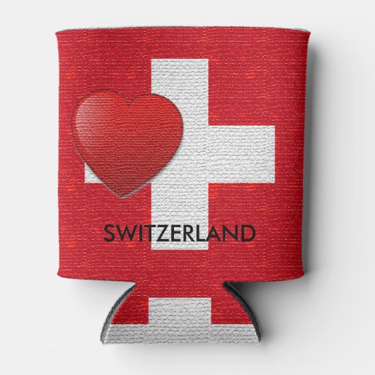 Ik hou van Zwitserland mok Zwitserse juwelenvlag r Blikjeskoeler (Voorkant)