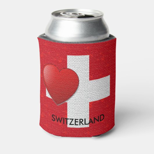 Ik hou van Zwitserland mok Zwitserse juwelenvlag r Blikjeskoeler (Blikje Achterkant)
