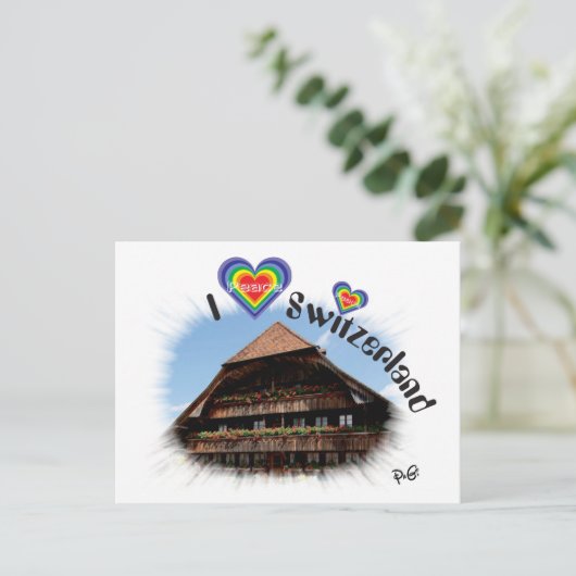 Ik hou van Zwitserland Postkarte Briefkaart (Staand voorkant)