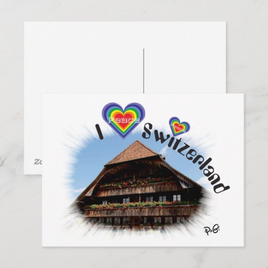 Ik hou van Zwitserland Postkarte Briefkaart (Voorkant / Achterkant)
