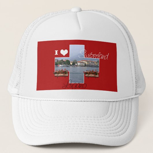 Ik hou van Zwitserland Trucker Pet (Voorkant)