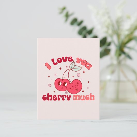 Ik hou veel van je Cherry Briefkaart (Staand voorkant)