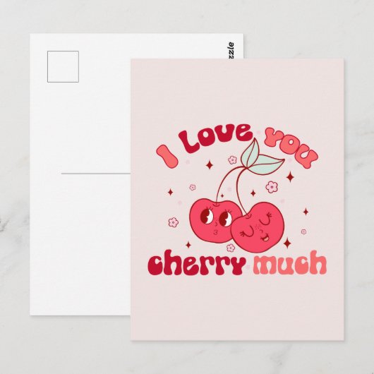 Ik hou veel van je Cherry Briefkaart (Voorkant / Achterkant)