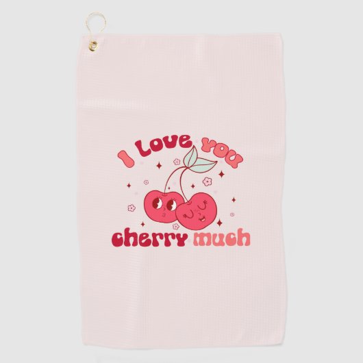 Ik hou veel van je Cherry Golfhanddoek (Voorkant)