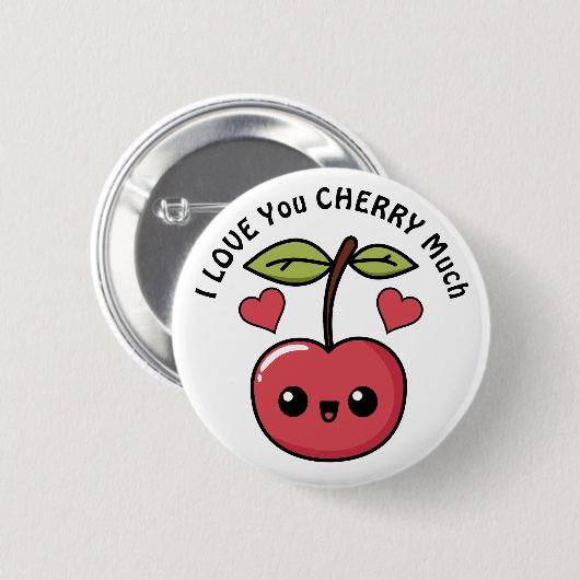 Ik hou veel van je Cherry Ronde Button 5,7 Cm (Voorkant /achterkant)