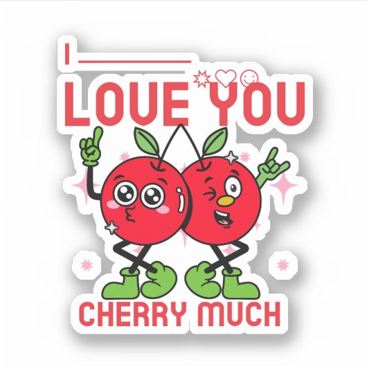 Ik hou veel van je Cherry Sticker (Voorkant)