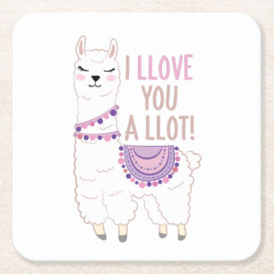Ik hou veel van je - Funny Llama Kartonnen Onderzetters