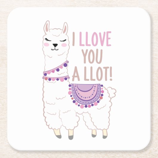 Ik hou veel van je - Funny Llama Kartonnen Onderzetters (Voorkant)