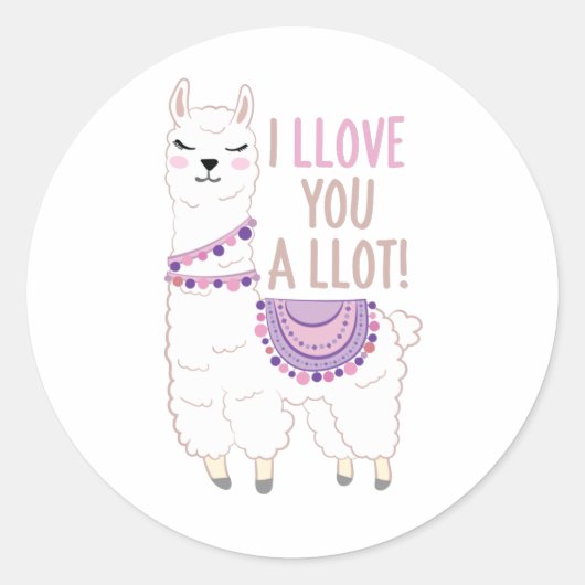 Ik hou veel van je - Funny Llama Ronde Sticker (Voorkant)