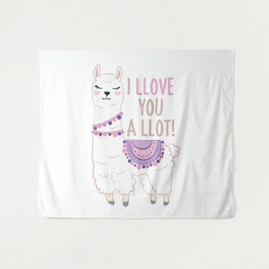 Ik hou veel van je - Funny Llama Wandkleed (Voorkant (horizontaal))