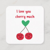 Ik hou veel van je kersen Valentijn Vierkante Visitekaartje (Voorkant)