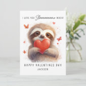 Ik hou veel van je | luiaard Valentijnsdag Feestdagenkaart (Staand voorkant)