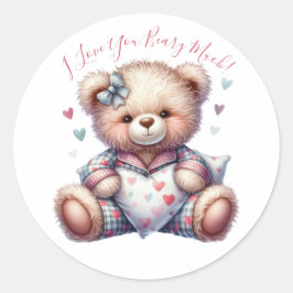 Ik hou veel van je! Teddy Ronde Sticker