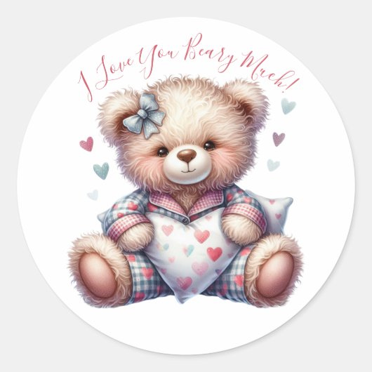 Ik hou veel van je! Teddy Ronde Sticker (Voorkant)