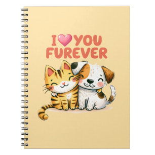 Ik Hou Voor Altijd Van Jou Schattige Kawaii Kat En Notitieboek