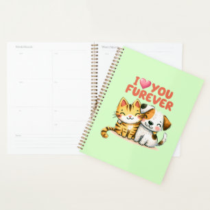 Ik Hou Voor Altijd Van Jou Schattige Kawaii Kat En Planner