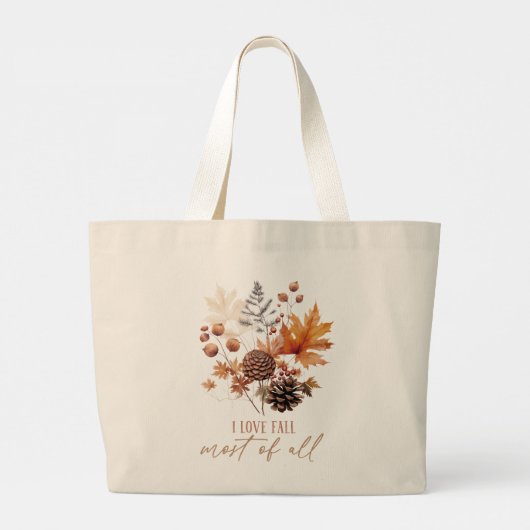 Ik hou vooral van Herfst - bladeren gebladerte Grote Tote Bag (Achterkant)