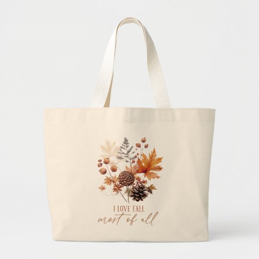Ik hou vooral van Herfst - bladeren gebladerte Grote Tote Bag (Voorkant)