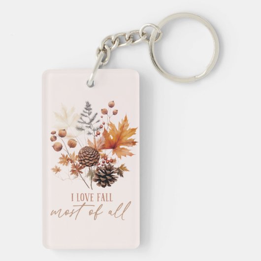 Ik hou vooral van Herfst - bladeren gebladerte Sleutelhanger (achterkant)