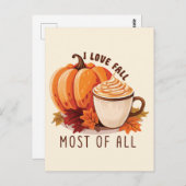 Ik hou vooral van Herfst - Latte & Autumn Vibes Briefkaart (Voorkant / Achterkant)