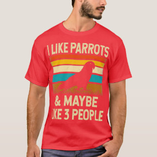 Ik hou wel van het parrots, zoals 3 mensen Retro V T-shirt