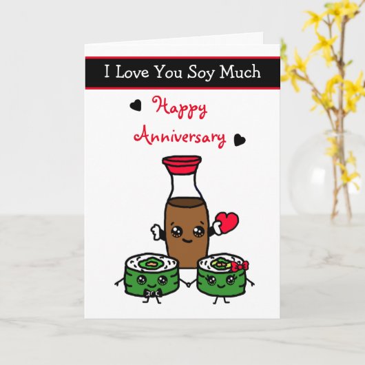 Ik hou zo van je Sushi Pun Kaart (Gele Bloem)