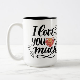 Ik hou zo veel van jou Calligraphy Hart Koffiemok Tweekleurige Koffiemok