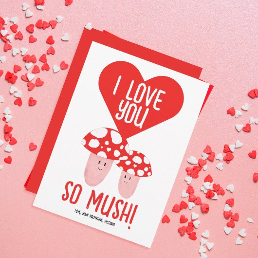 Ik hou zoveel van je Grappige Paddenstoel Valentij Feestdagenkaart
