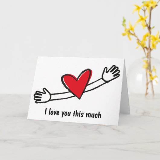 Ik hou zoveel van je rode hart kaart (Gele Bloem)