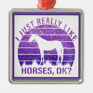 Ik Houd Echt Van Paarden In Paars Metalen Ornament