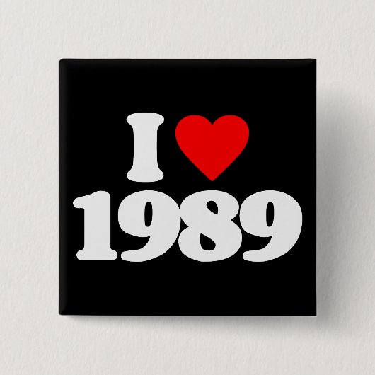 IK HOUD VAN 1989 VIERKANTE BUTTON 5,1 CM (Voorkant)