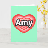Ik houd van Amy. Ik houd van u Amy. Hart Kaart (Gele Bloem)
