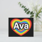Ik houd van Ava. Ik houd van u Ava. Hart Briefkaart (Staand voorkant)
