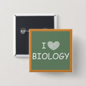 Ik houd van Biologie Vierkante Button 5,1 Cm (Voorkant /achterkant)