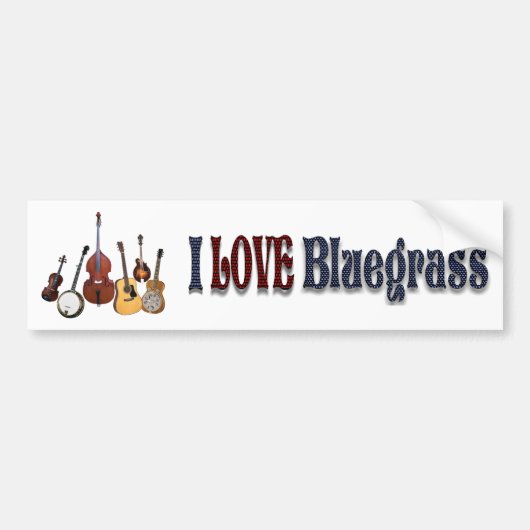 IK HOUD VAN BLUEGRASS-BUMPERSTICKER BUMPERSTICKER (Voorkant)