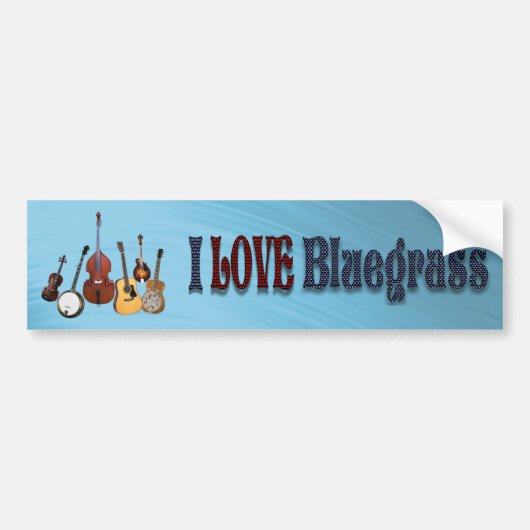 IK HOUD VAN BLUEGRASS-BUMPERSTICKER BUMPERSTICKER (Voorkant)