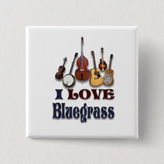 IK HOUD VAN BLUEGRASS-BUTTON VIERKANTE BUTTON 5,1 CM (Voorkant)