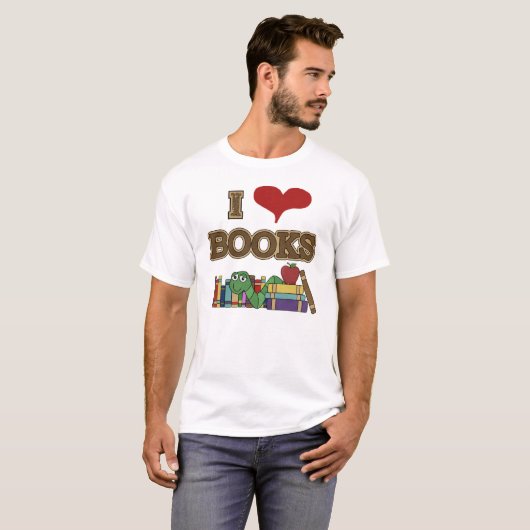Ik houd van Boeken T-shirt (Voorkant volledig)