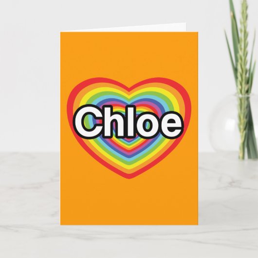 Ik houd van Chloe: regenboog hart Feestdagen Kaart (Voorkant)