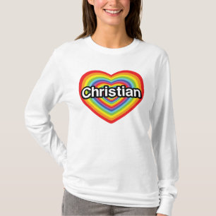 Ik houd van Christen: regenboog hart T-shirt