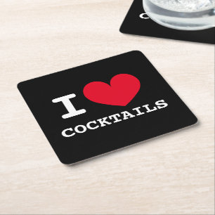 Ik houd van cocktails aangepaste drankviltjes kartonnen onderzetters