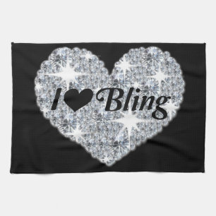 Ik houd van de Handdoek van de Keuken Bling in