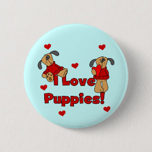 Ik houd van de T-shirts en de Giften van het Puppy Ronde Button 5,7 Cm
