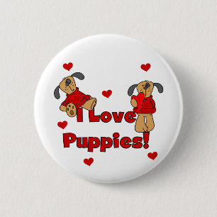 Ik houd van de T-shirts en de Giften van het Puppy Ronde Button 5,7 Cm
