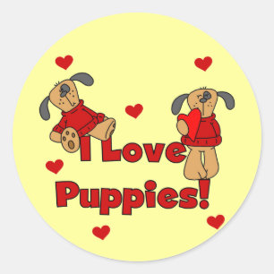 Ik houd van de T-shirts en de Giften van het Puppy Ronde Sticker