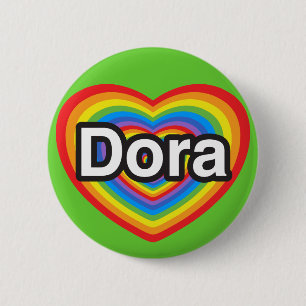 Ik houd van Dora. Ik houd van u Dora. Hart Ronde Button 5,7 Cm